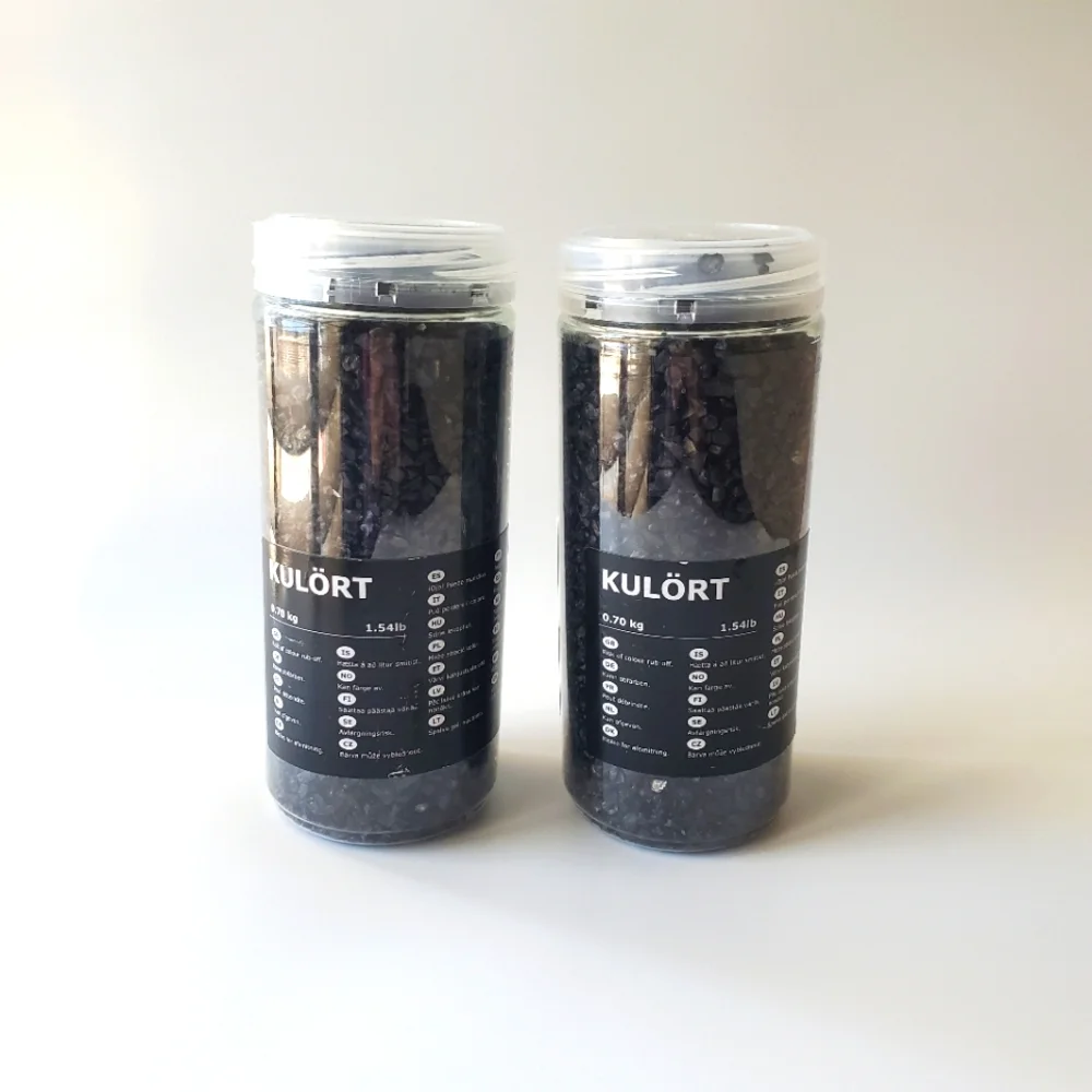 IKEA Kulort Set of 2 Black Metallic Sheen Crushed Glass Vase Fillers Accents NWT